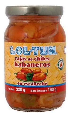 Habaneros En Rajas Lol-tun En Escabeche 238g