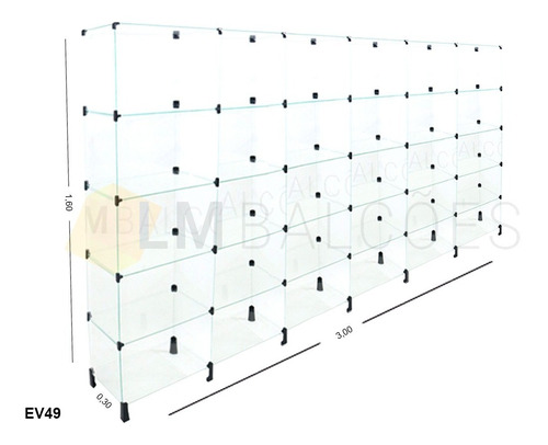 Estante De Vidro 3,00 X 1,60 X 0,30 M