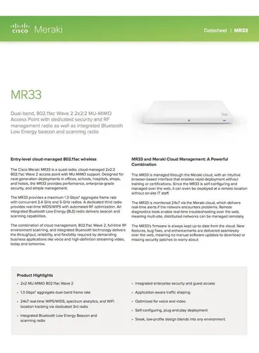 Access Point Cisco Meraki Mr33-hw Fuente - Entrega Inmediata