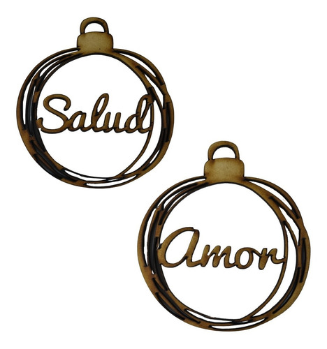 Set De Esferas 12 Deseos Madera Mdf (12 Pzas) Navidad 13cm