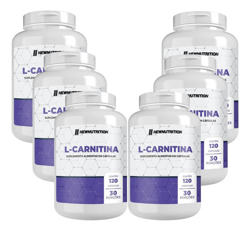 6x L-carnitina 120 Cápsulas 2000mg New Nutrition Sabor Sem Sabor