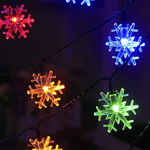 Guirnalda De Luces Solares Con Forma De Copo De Nieve Navide