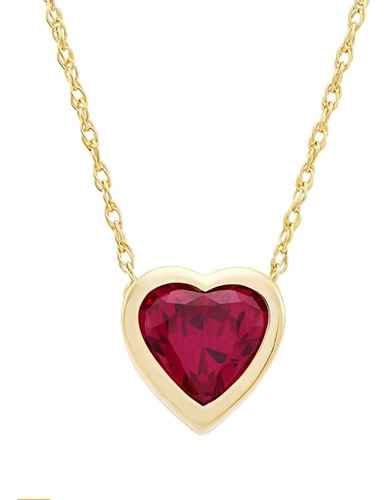 Imagen 1 de 7 de Oferta! Cadena De Oro 18k Sólido Corazón De Rubí