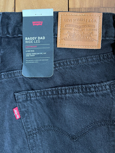 Jean Levis Mujer Baggy Dad Wide Leg Negro 29x30 (Usado)