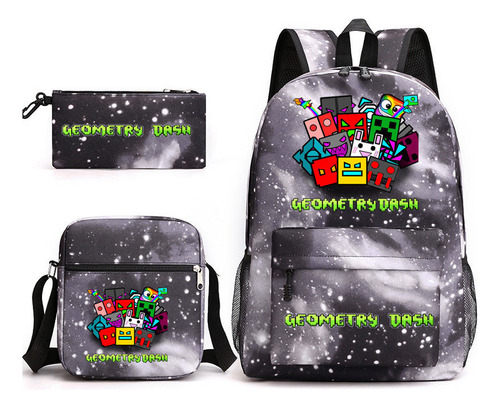 Mochila Escolar Geometry Dash Geometry Sprint De Tres Piezas