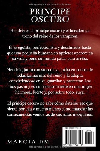 Principe Oscuro Romance Oscuro Paranormal (vampiros), De Dm, Marcia. Editorial Independently Published, Tapa Blanda En Español, 2022