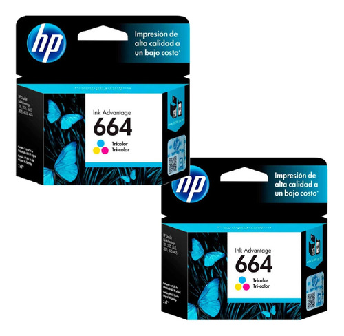 Kit De 2 Cartuchos De Tinta Hp 664 Original Tricolor + Resma