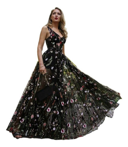 Vestido De Noche Elegante Y Romántico Estampado De Flores