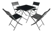 Comprar Juego Comedor Mesa Cuatro Sillas Plegables Mimbre Exterior 