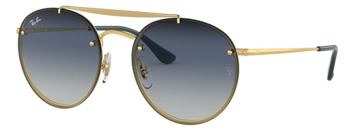 Ray-ban Rb3614n 91400s Round Double Bridge Blaze Azul Dorado