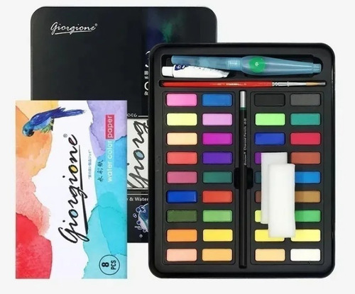 Conjunto Kit 36 Profissional Aquarelas Cores Desenho