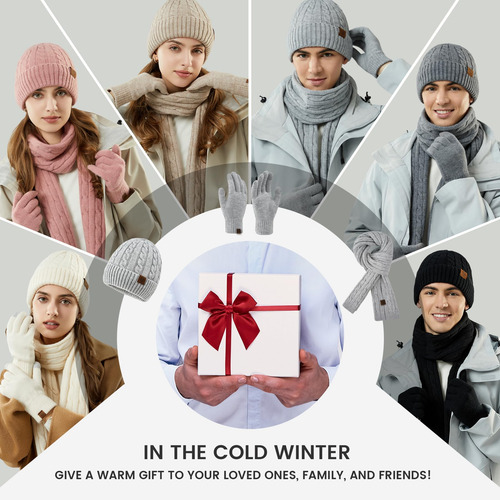 Conjunto De Gorro Guantes Bufanda Mujer Invierno Forro Polar Color Diseño De La Tela