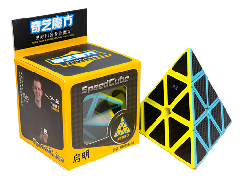 Cubo Qiyi Qiming Pyraminx F/carbono + Estuche Color De La Estructura Fibra De Carbono