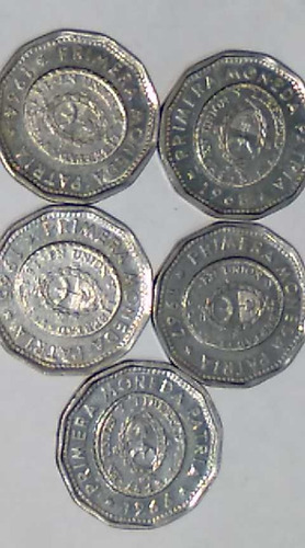 Colección De 5 Monedas Antiguas. La Primera Moneda Patria (Usado)