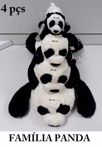 Familia Panda De Pelúcia 4 Pçs Modelo Deitado - Importado