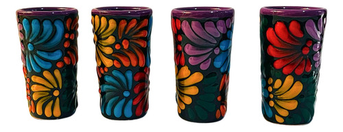 Mextequil - Set 40 Caballitos Tequileros Flores Negras Negro