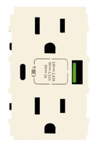 Modulo Contacto Duplex + Usb+ Usb C Color Marfil