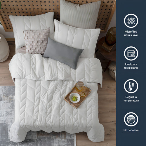 Edredón Duvet Trenzado King Size Xl Con Fundas De Almohada Esquimal | Textura Tipo Lino, Hueso