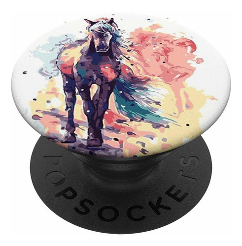 Bonito Diseño Acuarela Caballo Color Blanco  Popsockets