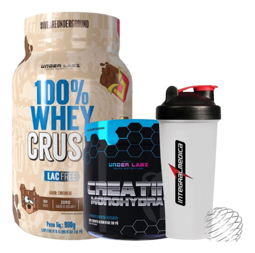 Kit 100% Whey Protein Lac Free Creatina 300g Pura Under Labz