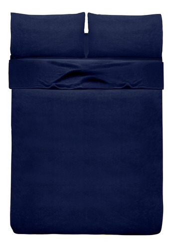 Sábanas Matrimonial Polar Calientita Color Azul Marino Diseño De La Tela Flannel