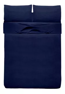 Sábanas Matrimonial Polar Calientita Color Azul Marino Diseño De La Tela Flannel