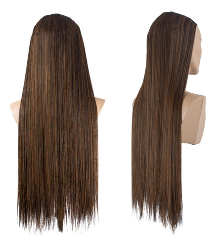 Cabelo Tic-tac Orgânico Liso Aplique - 70cm - 150g - Weng Cor 666-2 #1/30 Ombre Mel Escuro Liso