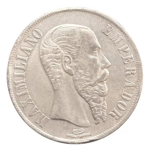 Moneda Un Peso Maximiliano Plata Original 1866 Mo 