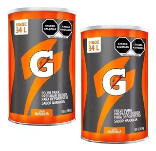 Gatorade En Polvo Sabor Naranja 2 Botes De 2.38kg. 68 Litros