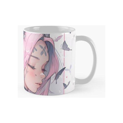 Taza Linda Chica Guerrera De Anime Rodeada De Mariposas Cali