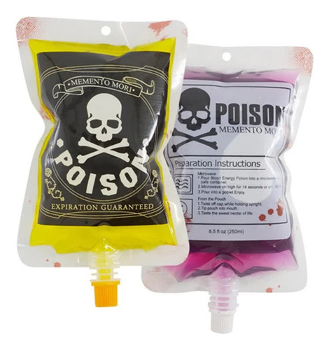 Kit 9 Bolsas De Sangue Para Bebidas Halloween - Poison
