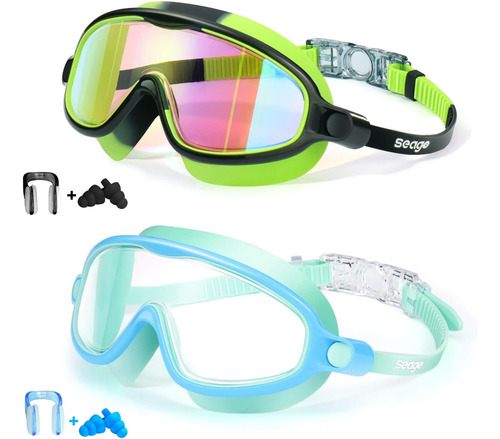 Gafas De Natación Unisex Seago Verde Y Aqua X2u