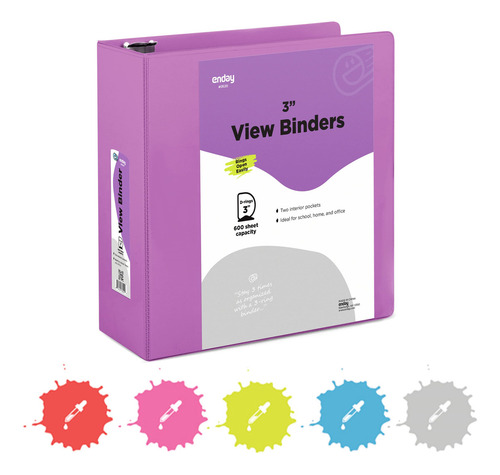 Carpeta De 3 Pulgadas 3 Anillos Morada Con Cubierta Transpar