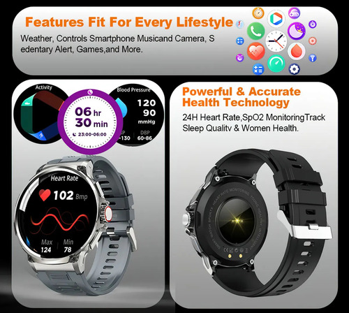 Reloj Inteligente De Llamada Bluetooth V69 De 1,85 Pulgadas