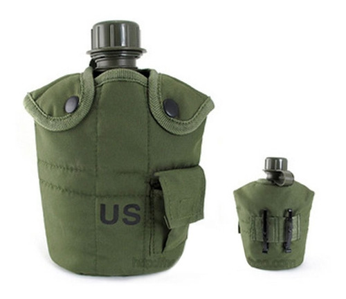 Cantimplora Estilo Militar Incluye Funda Y Vaso De Aluminio.