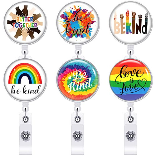 6 Paquetes De Insignias Pride Badge Reels Be Kind, Insi...