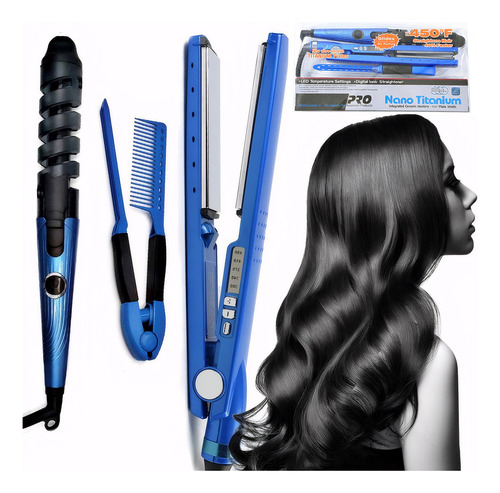 ' Kit De Plancha Alaciadora 450° +tenaza Rizadora Cabello