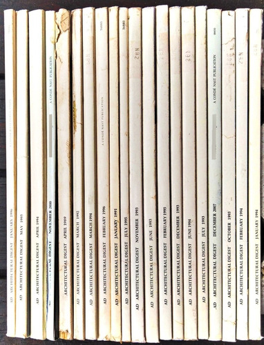 20 Revistas Diferentes De Architectural Digest En Pasta Blan (Usado)