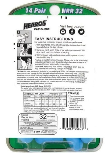 Protetor Auricular Hearos Xtreme 32db - 14 Pares