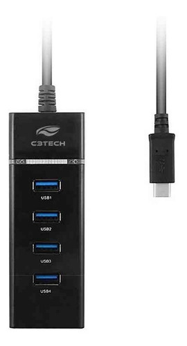 Hub Usb Tipo C Com 4 Portas Usb 3.0 Hu-c300bk C3tech