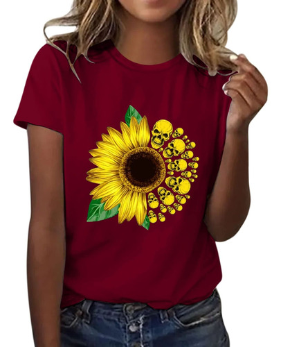 Camisa Vestir Chaqueta Cuello Redondo Girasol Estampado Para