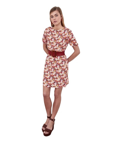 Vestido Estampado Floral Multicolor Talla 36 Chica Mujer