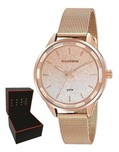 Relógio Mondaine Feminino Original 76735lpmvre2 Cor Da Correia Dourado Cor Do Bisel Dourado Cor Do Fundo Degradê Com Aplicação De Glitter