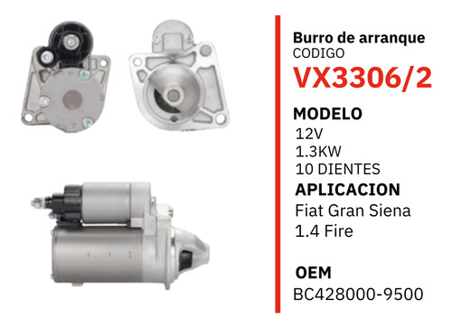 Burro De Arranque Para Fiat Grand Siena Fire 1.4