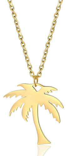 Colar Com Pingente De Praia De Palmeira Tropical De Aço Ino