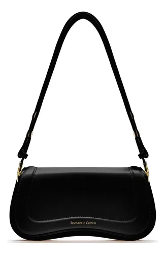Bolsa Feminina Casual Transversal Dia Dia Preto Lisa Níquel