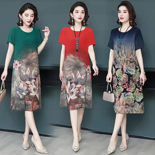 Vestido De Poliéster Con Estampado De Flores De Verano Para