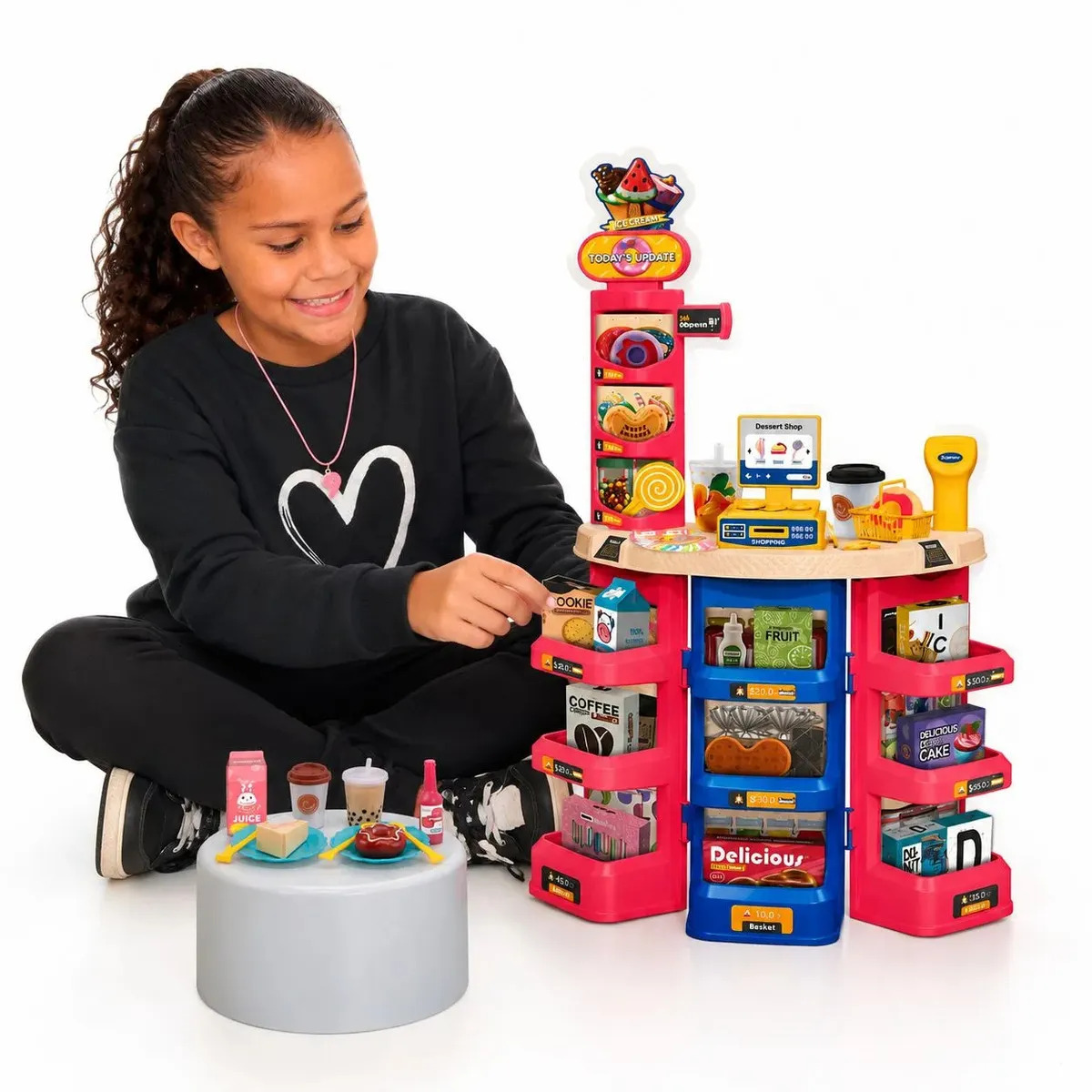 Mercadinho Confeitaria Infantil Doceria Brinquedo 62 Peças Mini Mercado Infantil