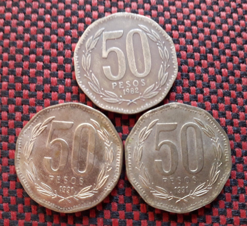 Chile 50 Pesos 1982 1986 1989 1991 1994 Cupro Aluminio C/u