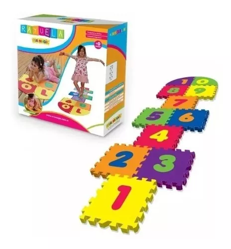 Alfombra Puzzle Goma Eva Rayuela Números Colores X10 Niños